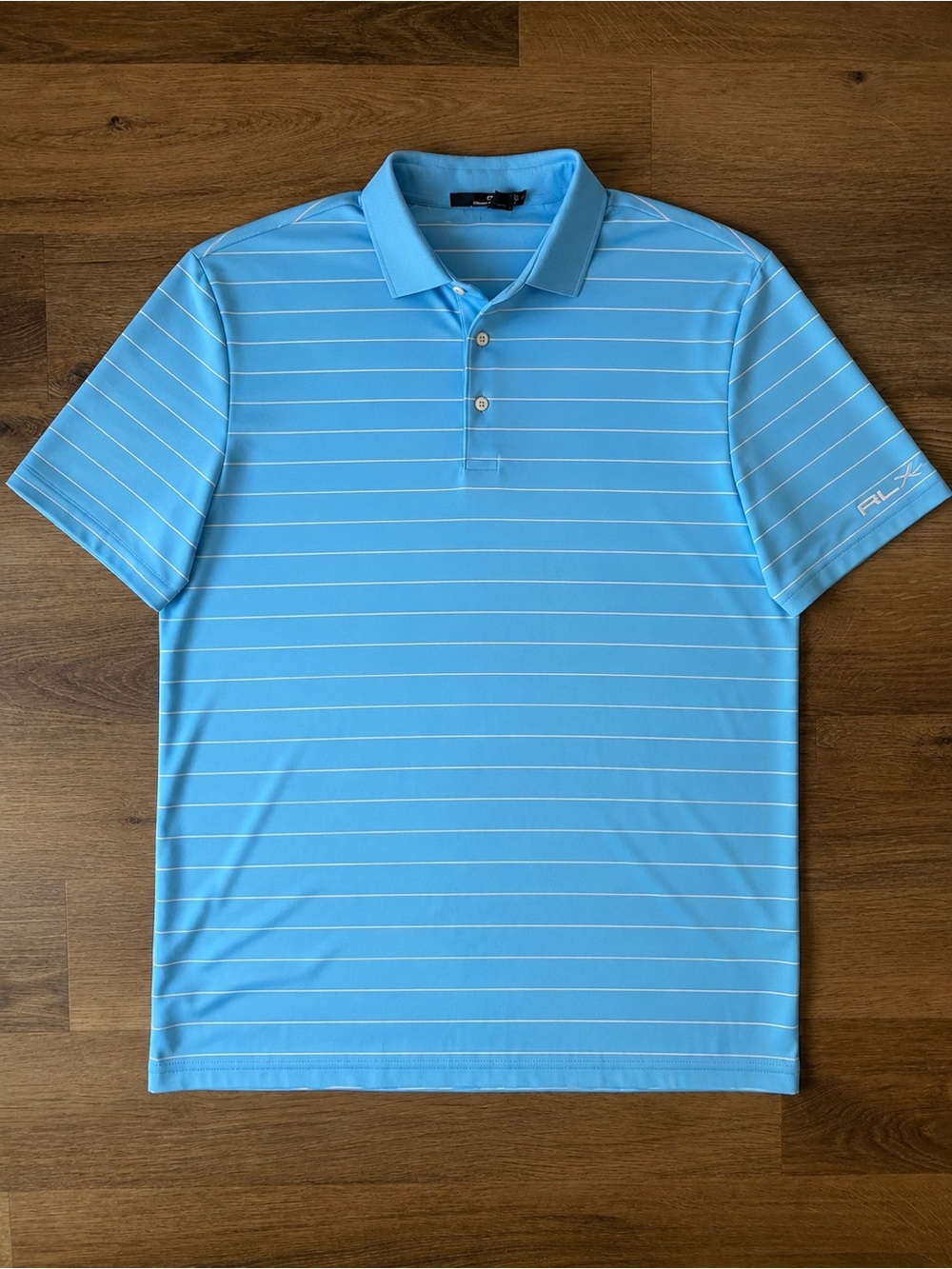 RLX Ralph Lauren Golf Polo Men’s XXL Blue White Stripe Performance Shirt